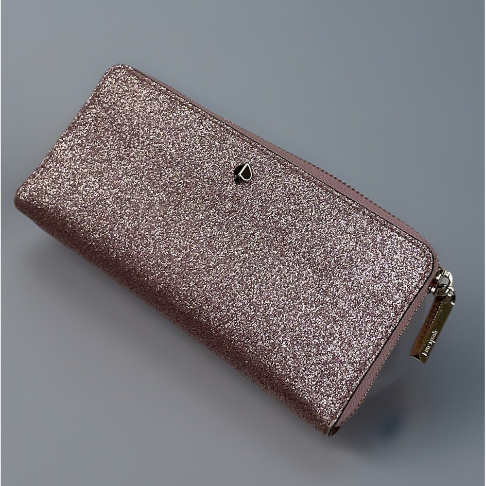 Kate Spade New York Pink Glitter Zip Around Continental‎ Wallet Gold Hardware OS